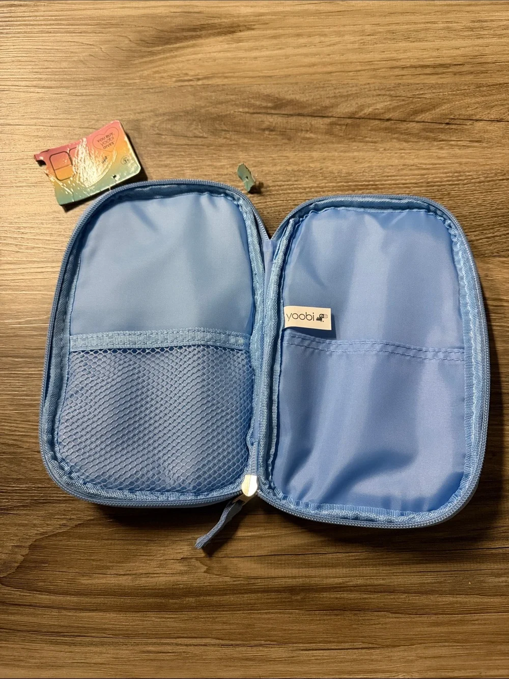 Yoobi Blue and White Tie-Dye Zip Pouch